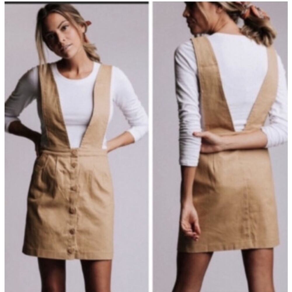 Mod Ref Camel jumper Denim Overalls Skirt Size Large juniors